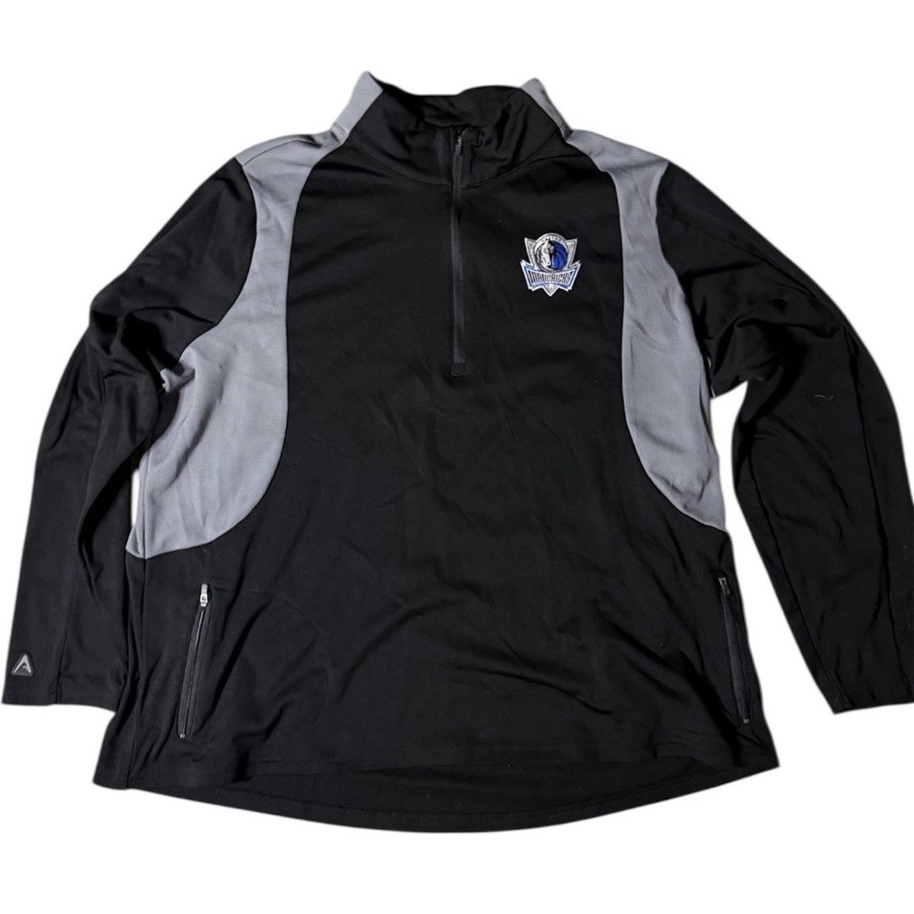 Antigua Dallas Mavericks Quarter Zip Pullover Black Long Sleeve Shirt NBA XXL
